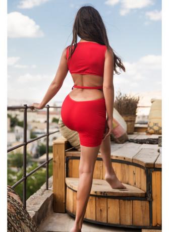 Robe rouge large décollectée Olivia - LDR4RED